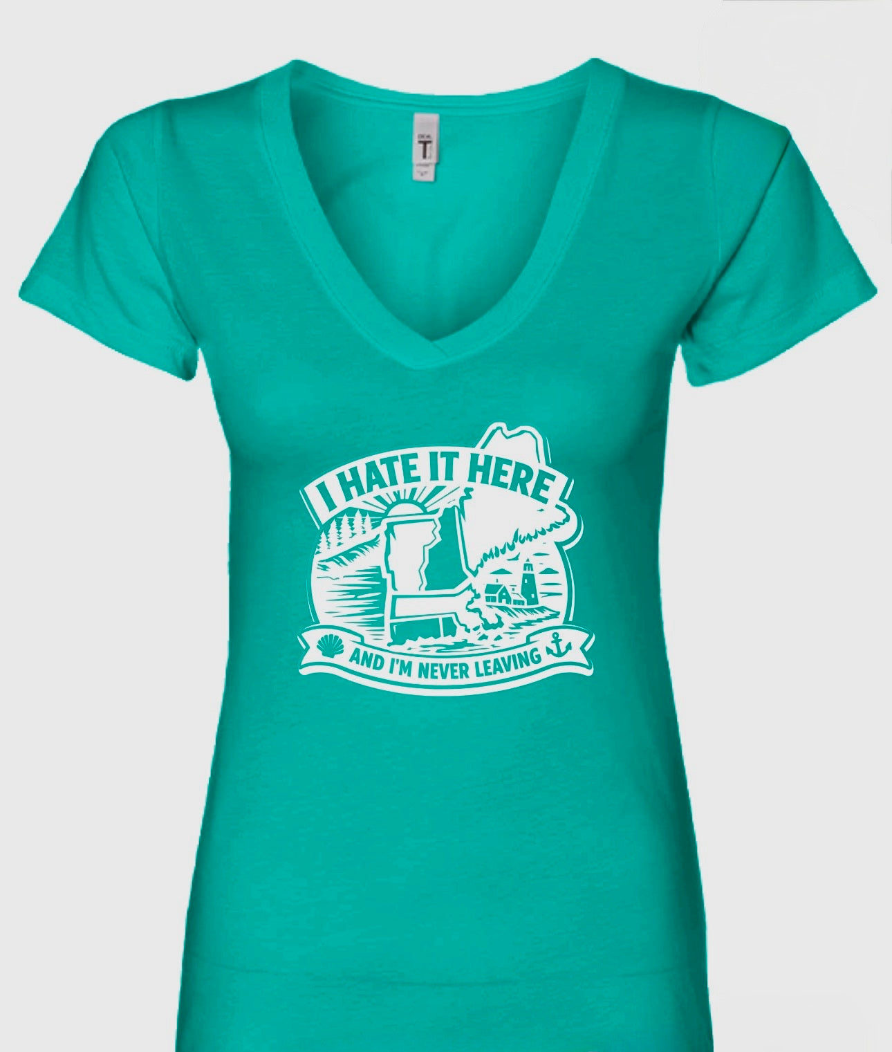 Tahiti blue v neck t shirt